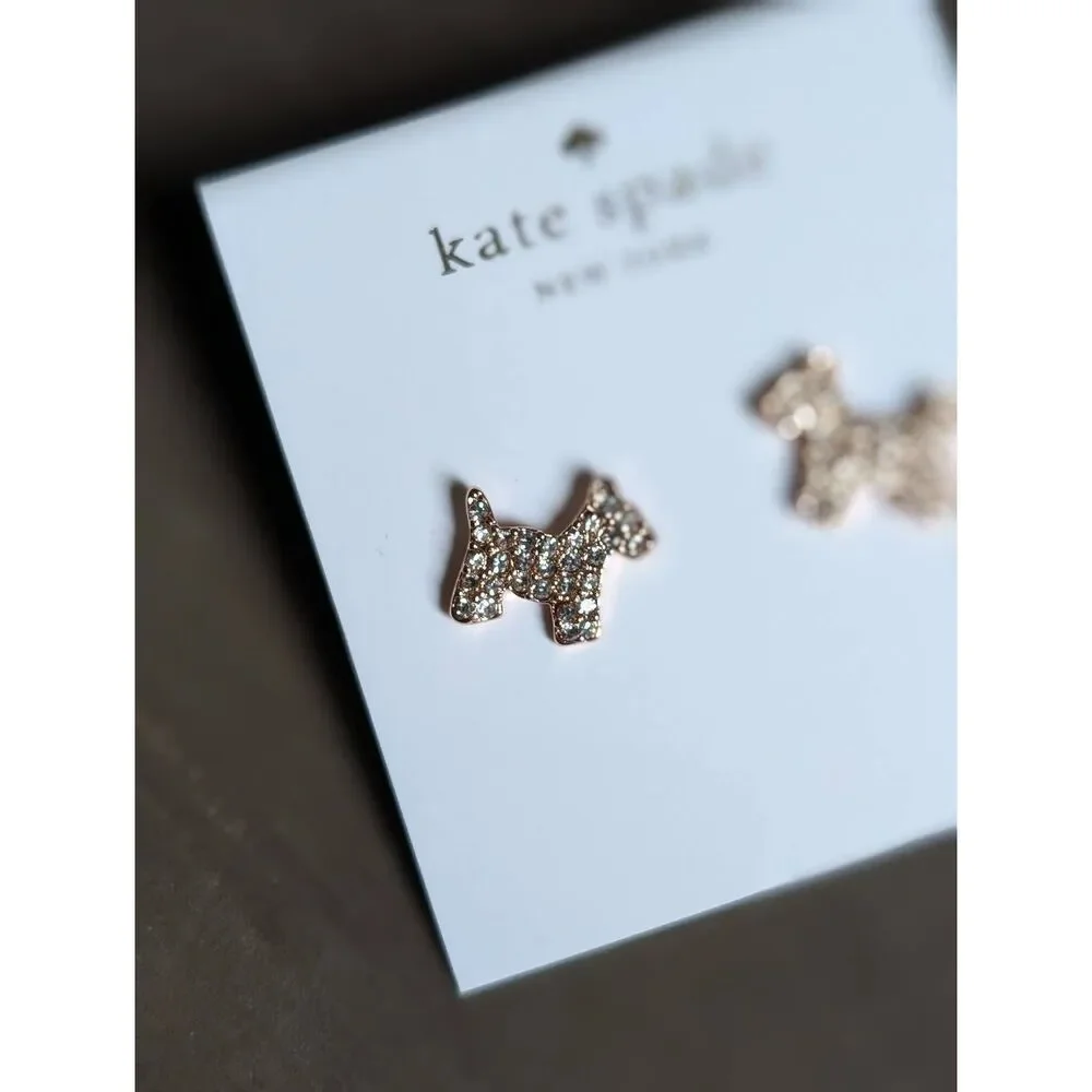 KATE SPADE NY Rose Gold Pave Scottie-Terrier Stud Earrings